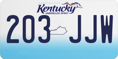 KY license plate 203JJW