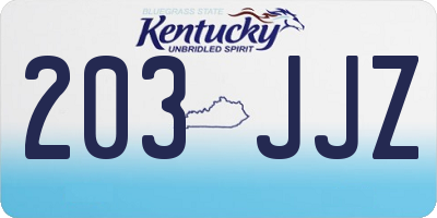 KY license plate 203JJZ