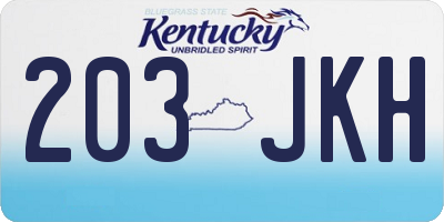 KY license plate 203JKH
