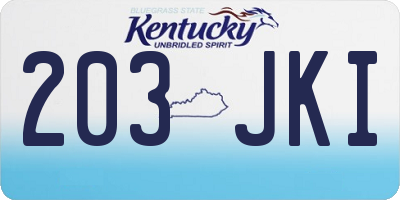 KY license plate 203JKI