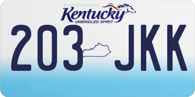 KY license plate 203JKK