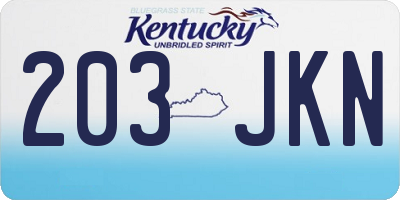 KY license plate 203JKN