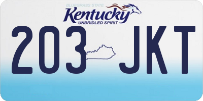 KY license plate 203JKT