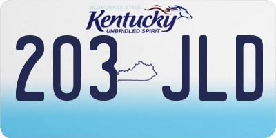 KY license plate 203JLD