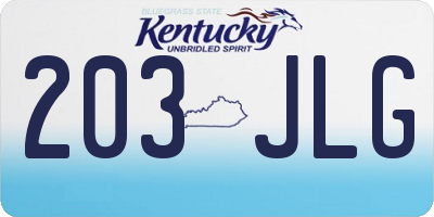 KY license plate 203JLG