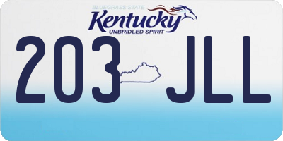 KY license plate 203JLL