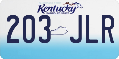 KY license plate 203JLR