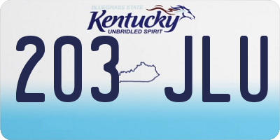 KY license plate 203JLU