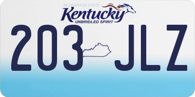KY license plate 203JLZ