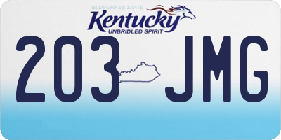 KY license plate 203JMG