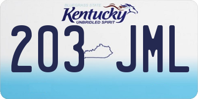 KY license plate 203JML