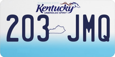 KY license plate 203JMQ
