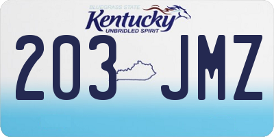 KY license plate 203JMZ