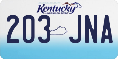 KY license plate 203JNA