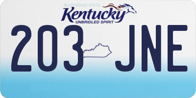 KY license plate 203JNE