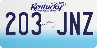 KY license plate 203JNZ