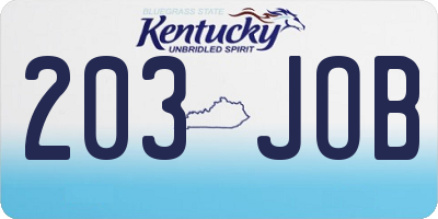 KY license plate 203JOB