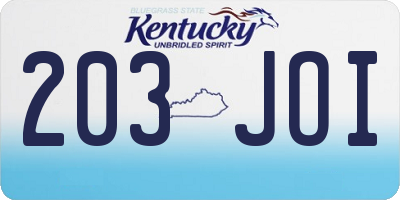 KY license plate 203JOI