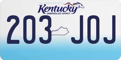 KY license plate 203JOJ
