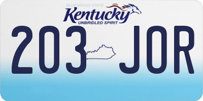 KY license plate 203JOR
