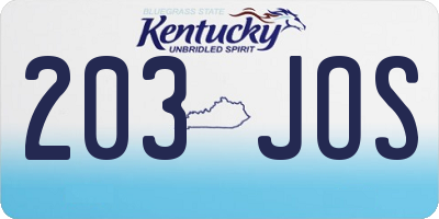 KY license plate 203JOS