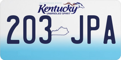 KY license plate 203JPA