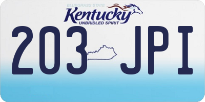 KY license plate 203JPI