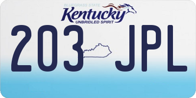 KY license plate 203JPL