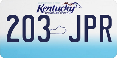 KY license plate 203JPR