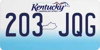 KY license plate 203JQG