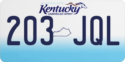 KY license plate 203JQL