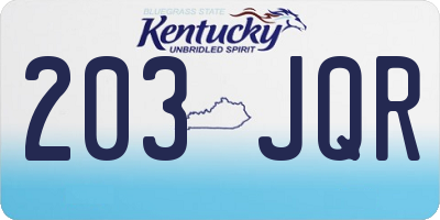 KY license plate 203JQR