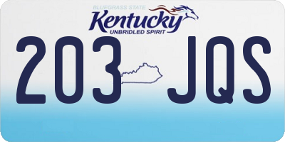 KY license plate 203JQS