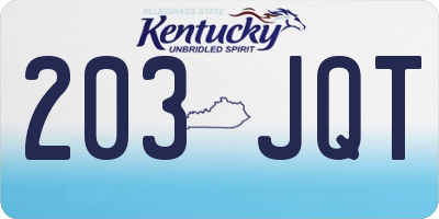 KY license plate 203JQT