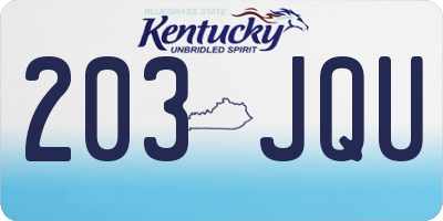 KY license plate 203JQU