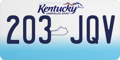 KY license plate 203JQV