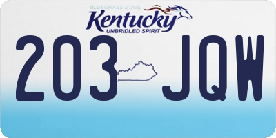 KY license plate 203JQW