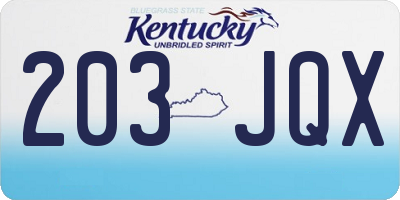 KY license plate 203JQX