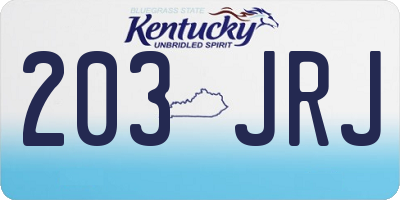 KY license plate 203JRJ
