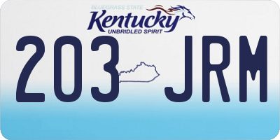 KY license plate 203JRM