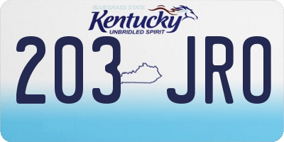 KY license plate 203JRO