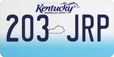KY license plate 203JRP