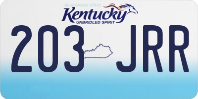 KY license plate 203JRR