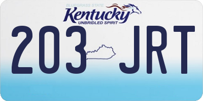 KY license plate 203JRT