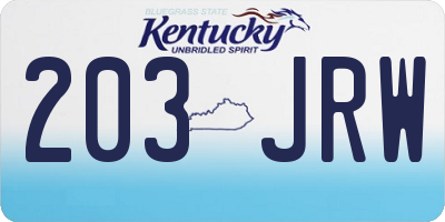 KY license plate 203JRW