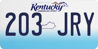 KY license plate 203JRY