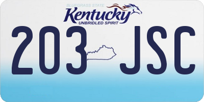 KY license plate 203JSC