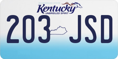 KY license plate 203JSD
