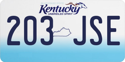 KY license plate 203JSE