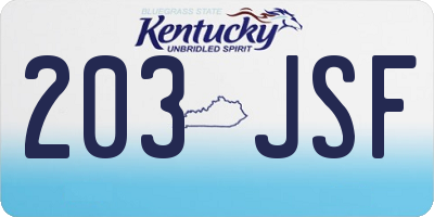 KY license plate 203JSF